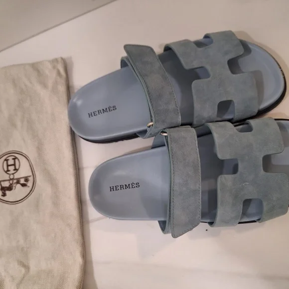 Hermès Blue Chypre Sandals - Picture 4 of 12